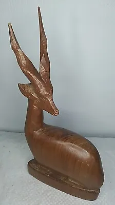 Wooden Hand Carved Ibex  Deer Antelope African Animal Horns Vintage Mid Century • $2.48