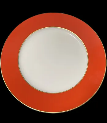 Buffet Plate HORIZON Poppy Red Gold Trim RAYNAUD FRANCE HIGH END PORCELAIN NEW • £94.97