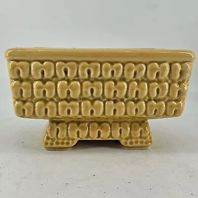 Vintage MCM Mid Century Modern Footed Yellow Ceramic Planter • $26