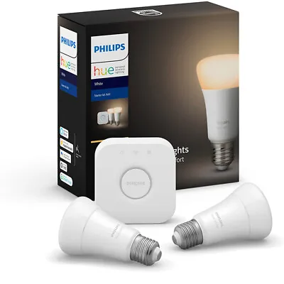 Philips Hue Starter Kit W/Bridge/2x E27 9W LED Light Bulb Bluetooth/App Warm WHT • $152.10