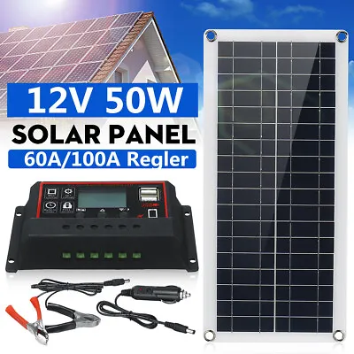 50W Solar Panel Kit Trickle Battery Charger For Phone Car Van Caravan Boat RV • £22.81