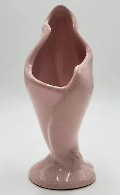 Mid Century Pink Abstract Footed Flower Vase Gilmer Potteries USA Speckle Glaze  • $12