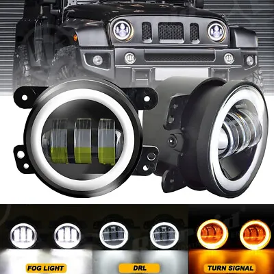 Pair Bumper LED Fog Lights Passing Lamp DRL Angel Eyes For 2003-2009 Hummer H2 • $35.98