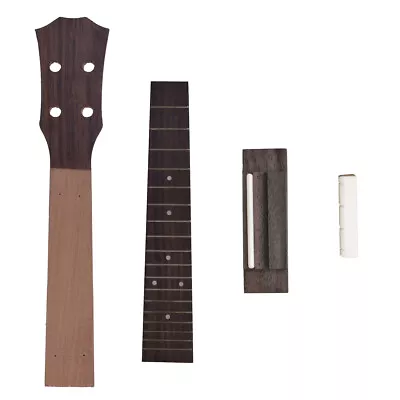Concert Ukulele Neck Fretboard Fingerboard Tuning Pegs Bone Nut SaddleBridge Kit • $39.59