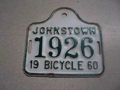 Vintage Bicycle License Plate 1960 Johnstown Pa. Plate #1926 • $18