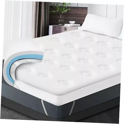  Memory Foam Mattress Topper Size Dual Layer 3 Inch Gel King Elastic Strap • $125.85