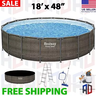 Power Steel Above Ground Pool Set 18 X 48 Sand Filter Durable Construction NEW • $564.97