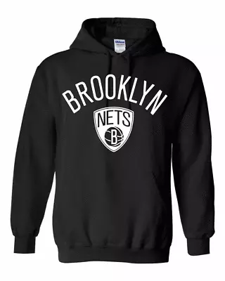 Brooklyn Nets Old Skool Logo Hoodie - All Design Colors + Sizes S-5XL • $31.99