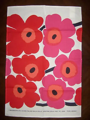 New Marimekko Pieni Unikko Red Fabric Tea Towel 1965 Vtg Design By Maija Isola • $14.99