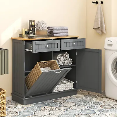 Kitchen Tilt Out Trash Cabinet Hidden Recycling Garbage Can Holder With Storage • $249.99
