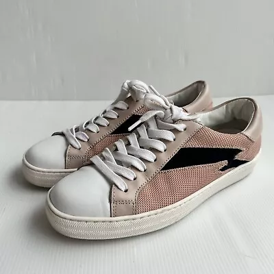 $54.50 • Buy DEPARTMENT OF FINERY (DOF) Size 37 Pink Black Lightening Lace Up Mesh Sneaker