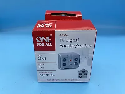 One For All 4 Way TV Signal Booster/Splitter SV9604 4G/LTE Filter Plug & Play  • £14