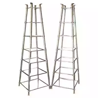 Incredible Rare Pair Pyrimidal Form Brass And Steel Maison Jansen Etageres • $6295.50