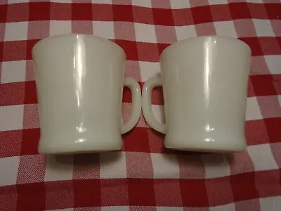 2 Vintage Anchor Hocking Fire King White Milk Glass D-Handle Coffee Cups/Mugs • $9