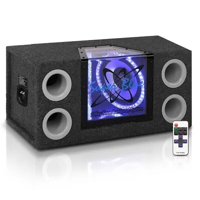 PYRAMID 12in Subwoofer Audio System Neon Lighting Speaker Box Car RMS - Black • $240.99