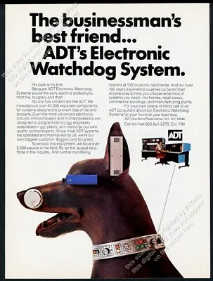 1978 ADT A.D.T. Doberman Pinscher Photo Electronic Watchdog Vintage Print Ad • $9.99