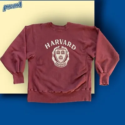 Vtg 80s Harvard Champion Reverse Weave Sweatshirt Size Large Warmup Crew Rare • $299.99
