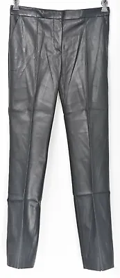 NEW VERSACE Black Label Solid Black Leather Slim Fit Skinny Jeans 8 (EU 38) • $49.99