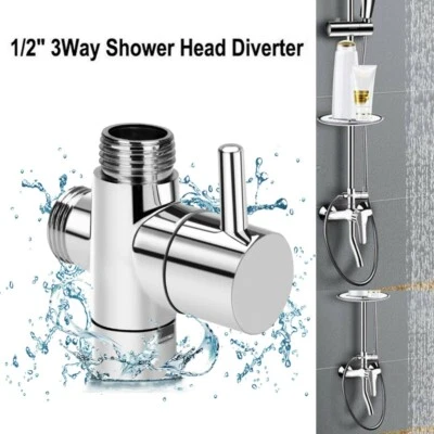 $21.99 • Buy 3 Way T-adapter 1/2'' Bath Shower Head Arm Mount Valve Splitter Diverter Chrome