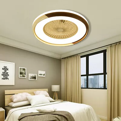 20'' Modern Flush Mount Ceiling Fan Light LED Dimmable Chandelier Lamp W/ Remote • $53.21