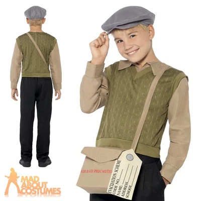 £14.99 • Buy Kids 1940s School Boy Costume WW2 Child Fancy Dress WWII Book Week Day Outfit