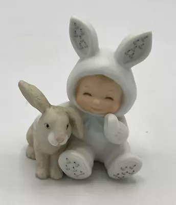 Enesco Morehead Li'l Luv Bunting Child In Bunny Suit With Rabbit Figurine 1984 • $19.95