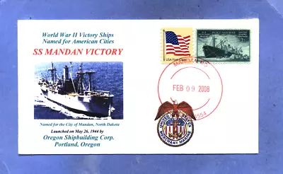 MANDAN VICTORY WW II Ship Named: City Of Mandan North Dakota Color Handstamp PM • $1.90