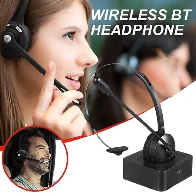 Trucker Wireless Bluetooth Headset With Mic Mute Key Noise Cancelling Headset US • $19.39