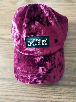 Victoria Secret Women's Pink Crushed Velvet Baseball Hat Adjustable Cap OSFM • $11.99