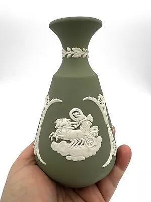  Vtg Wedgwood Jasperware Celadon Green Cameo Bud Vase Olympus 5  • $25