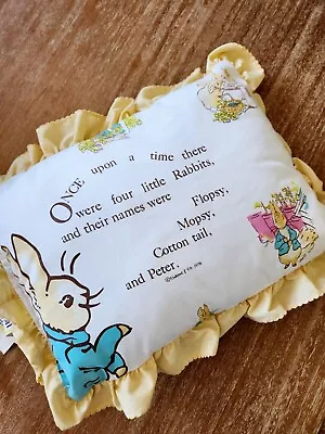 Vintage Peter Rabbit Beatrix Potter Ruffle Pillow 15  Ruffles Yellow Easter • $24.98