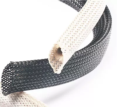 Braided Cable Sleeving Expandable Sleeve Wire Sheathing Harness Marine Auto • £0.99