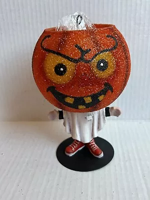 Vintage Depart 56 Halloween Glitterville Jack O Lantern  Boy Tea Light Candle • $39.99