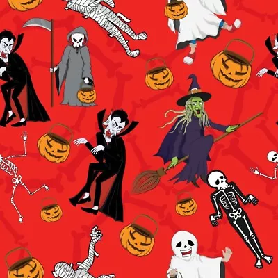 Monster Day/red - Halloween Fabric - Mdg Fabrics - Bty • $4.95