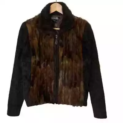 Venesha Angora Fur Jacket Vintage Full Zip Women's Brown Sz S Size Small • $88