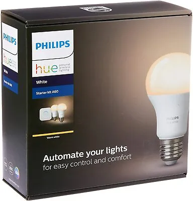 Philips Hue E27 Starter Kit A60 [2 X Hue White Bulbs + Bridge]  • $88.88