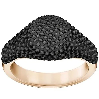 Swarovski Women's Ring Stone Signet Black Crystal Rose Gold Size 6.75 5406222 • $64.34