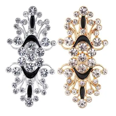 2Pcs Flower Rhinestone Sewing Hook Closure And Eye Clasp 63 X 31mm - Silver • £4.98