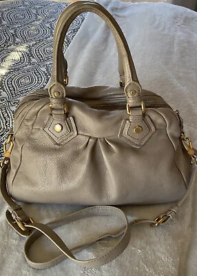 MARC JACOBS Classic Q Baby Groovee Gray Leather DBL Handle Crossbody Satchel • $69