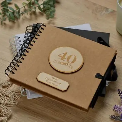 Personalised 40th Birthday Scrapbook Album Wooden Engraving Various Colours • £15.99