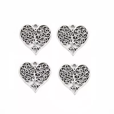 £2.49 • Buy Tibetan Silver Charms Tree Of Life In Heart 20mm X 19mm 10pcs C417