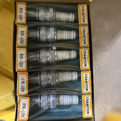 10 Vintage Champion NOS Spark Plugs RL-12Y  IN BOX BLACK YELLOW NEW OLD STOCK • $24.99