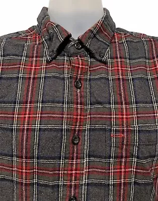 Eddie Bauer Red Gray Scotch Plaid Flannel Men Button Down Long Sleeve XL X-Large • $16.99