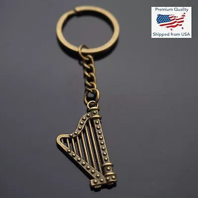 Harp Keychain Musician Band Player Music Teacher Student Gift Bronze Color • $6.99