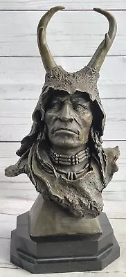 HUGE Indian Native American Art Chief Eagle Bust Bronze Marble Sculpture Sale • $469