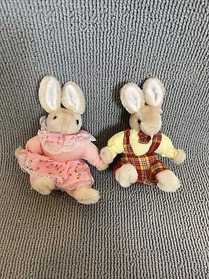 Vintage Mr. & Mrs. Stuffed Easter Bunny Pink Couple 5  Tall • $28