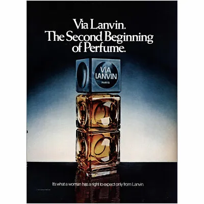 1973 Via Lanvin: Second Beginning Of Perfume Vintage Print Ad • $7.75