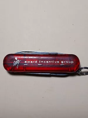 Victorinox Swiss Army Knife Red Translucent Signature Ad AIG Award Incentive Grp • $8.95