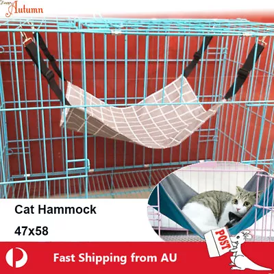 Cat Hammock Cotton Pet Summer Cage Hanging Bed Toy Play Swing Sleep Rest 3 Size • $9.99