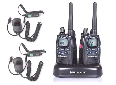 Walkie Talkies Midland G7 Pro +2 Micro Of Hand +2 Chargers 12V Car • $169.46